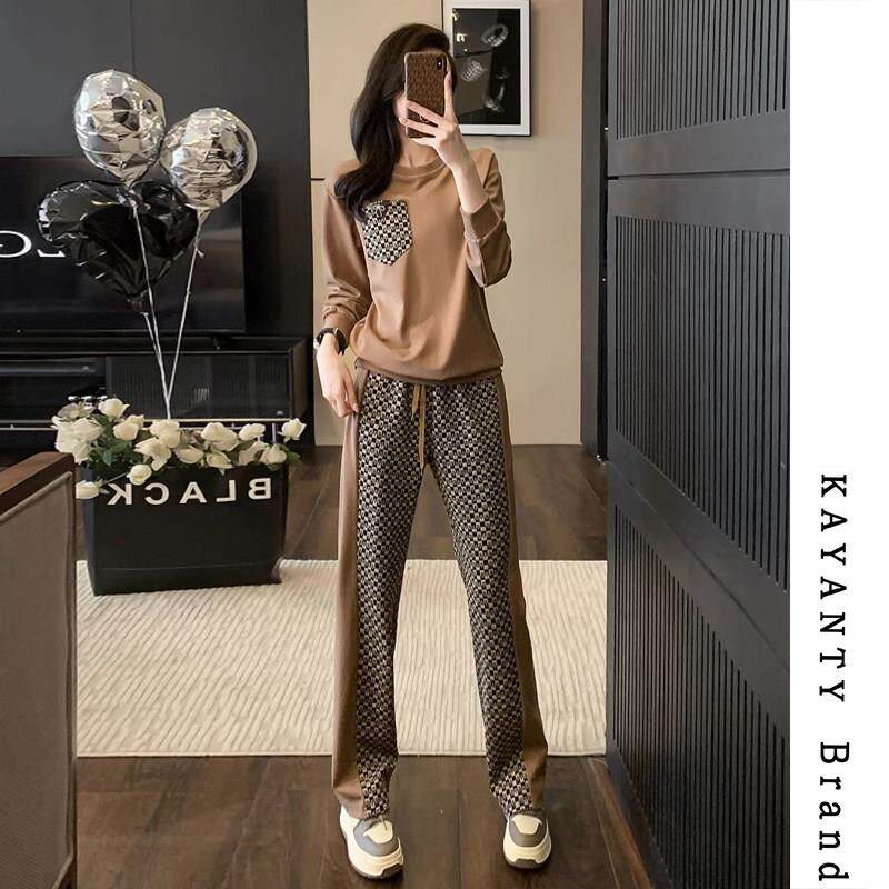 KAYANTY休闲运动套装女时尚春秋装洋气潮流时髦卫衣阔腿裤两件套
