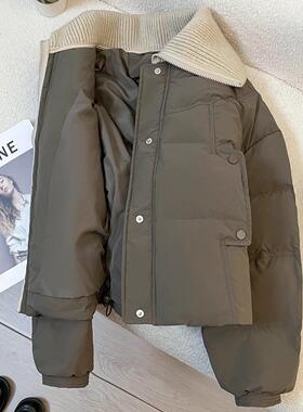 LILY MOST韩版时尚奶灰色短款羽绒服冬季2025新款小个子90白鸭绒