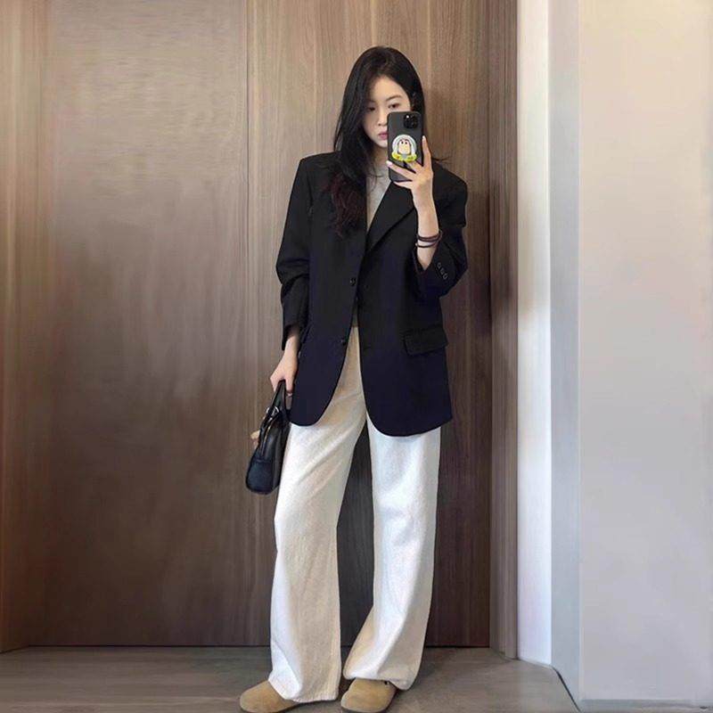 LILY MOST黑色西装外套女2025秋季新款小个子休闲气质宽松小西服