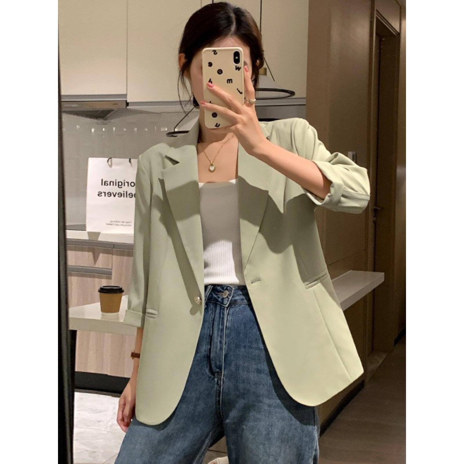 LILY MOST七分袖小西装外套女短款2025夏小个子休闲薄款西服上衣