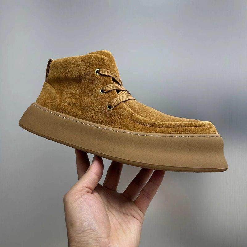 手工大黄靴男短靴秋冬新款日系覆古工装靴翻毛皮厚底马丁靴沙漠靴