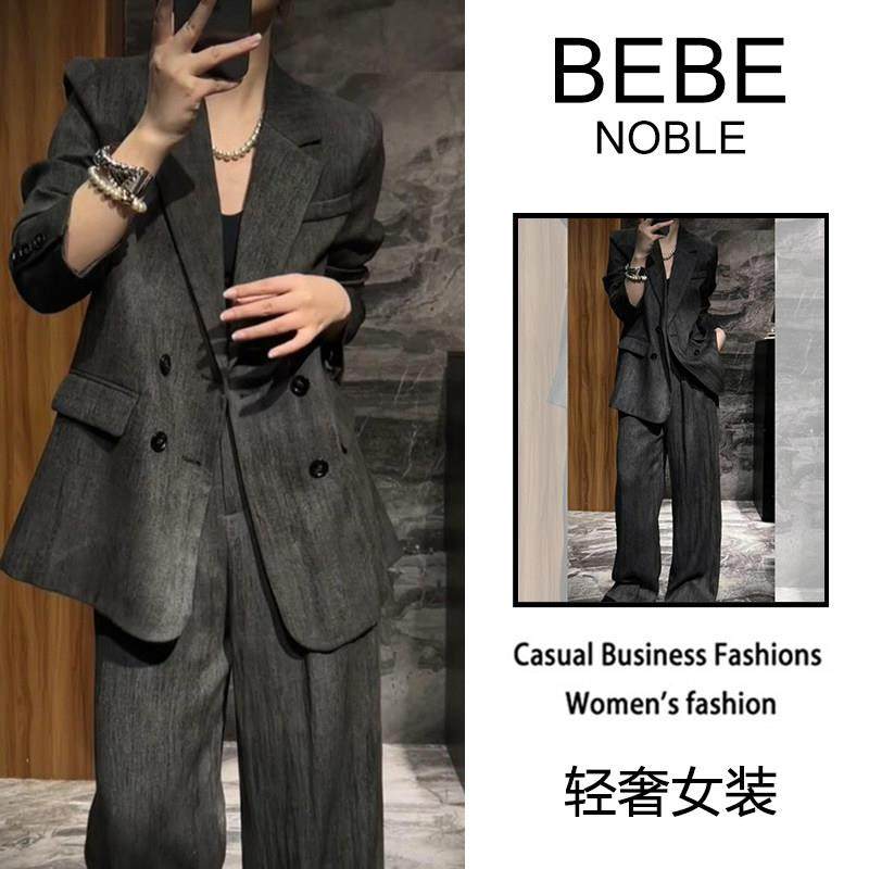 BEBE NOBLE复古高级感西装套装女2025冬季轻熟风阔腿裤西服两件套