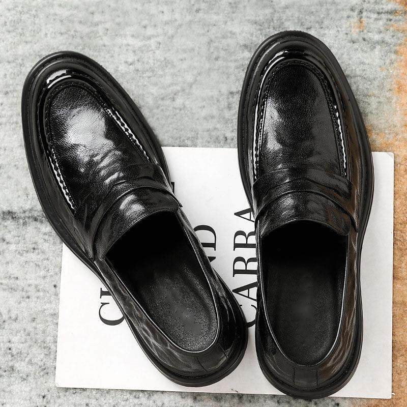 MYCOLEN轻奢品牌休闲皮鞋男软羊皮一脚蹬真皮正装商务英伦乐福鞋