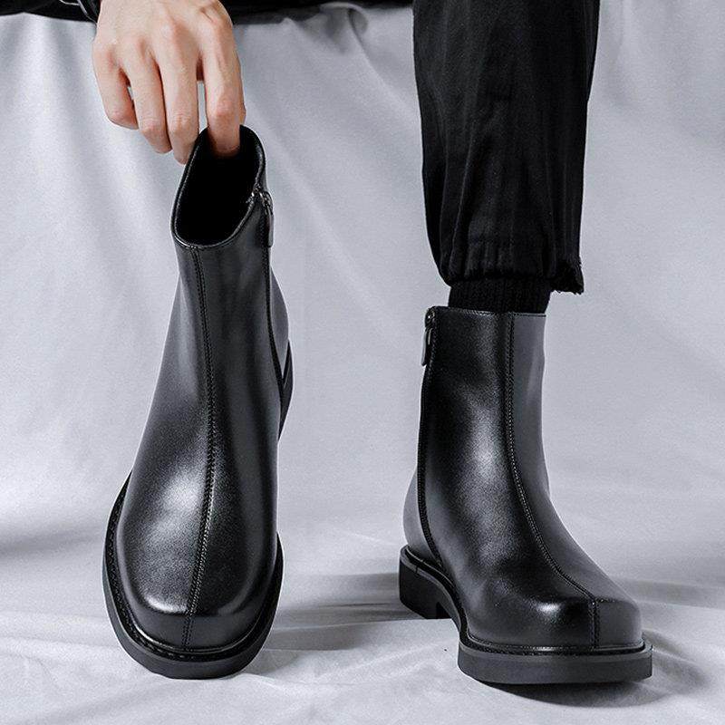 MYCOLEN轻奢品牌马丁靴男士秋冬季黑色切尔西靴简约百搭高帮皮靴