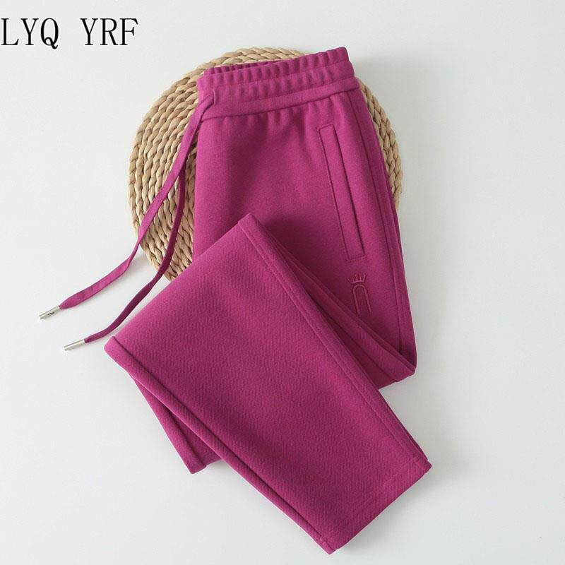 Lyq yrf运动裤女时尚新款春秋款休闲哈伦裤宽松卫裤秋冬加绒裤子