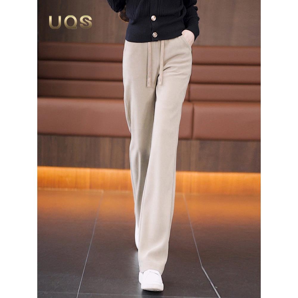 雪尼尔窄版休闲阔腿裤女秋季款2025新款爆款宽松气质百搭直筒长裤