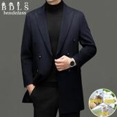 高端大品牌山羊绒大衣男羊毛桑蚕丝毛呢呢子中长款 双排扣2025新款