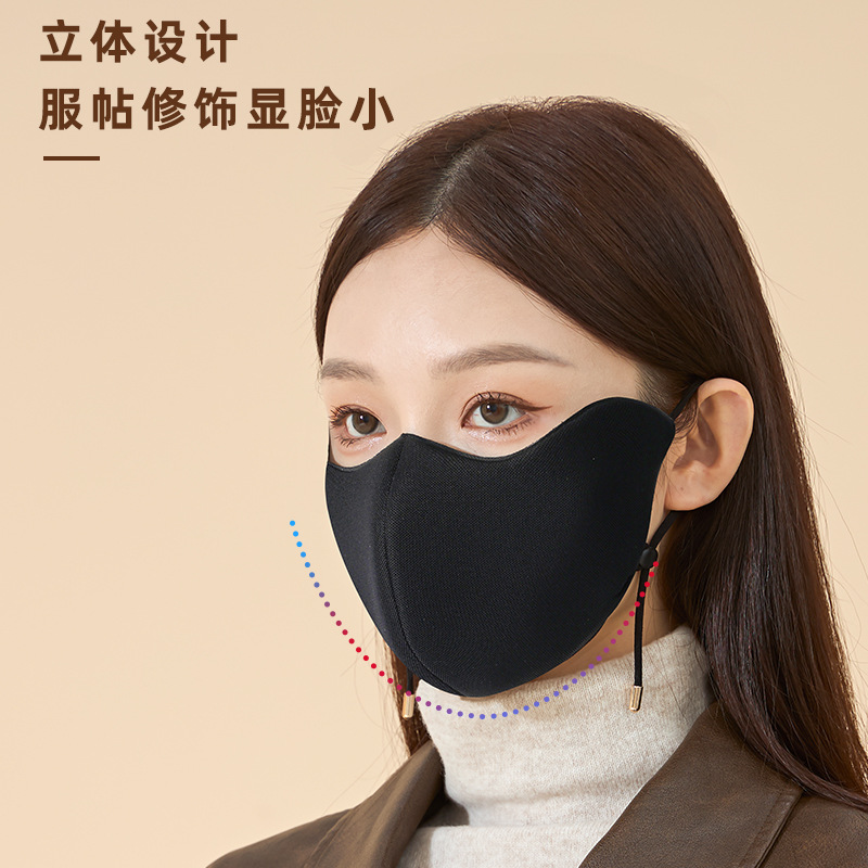 秋冬新品5D立体海绵保暖口罩骑行防风透气防寒加绒加厚脸罩面罩女