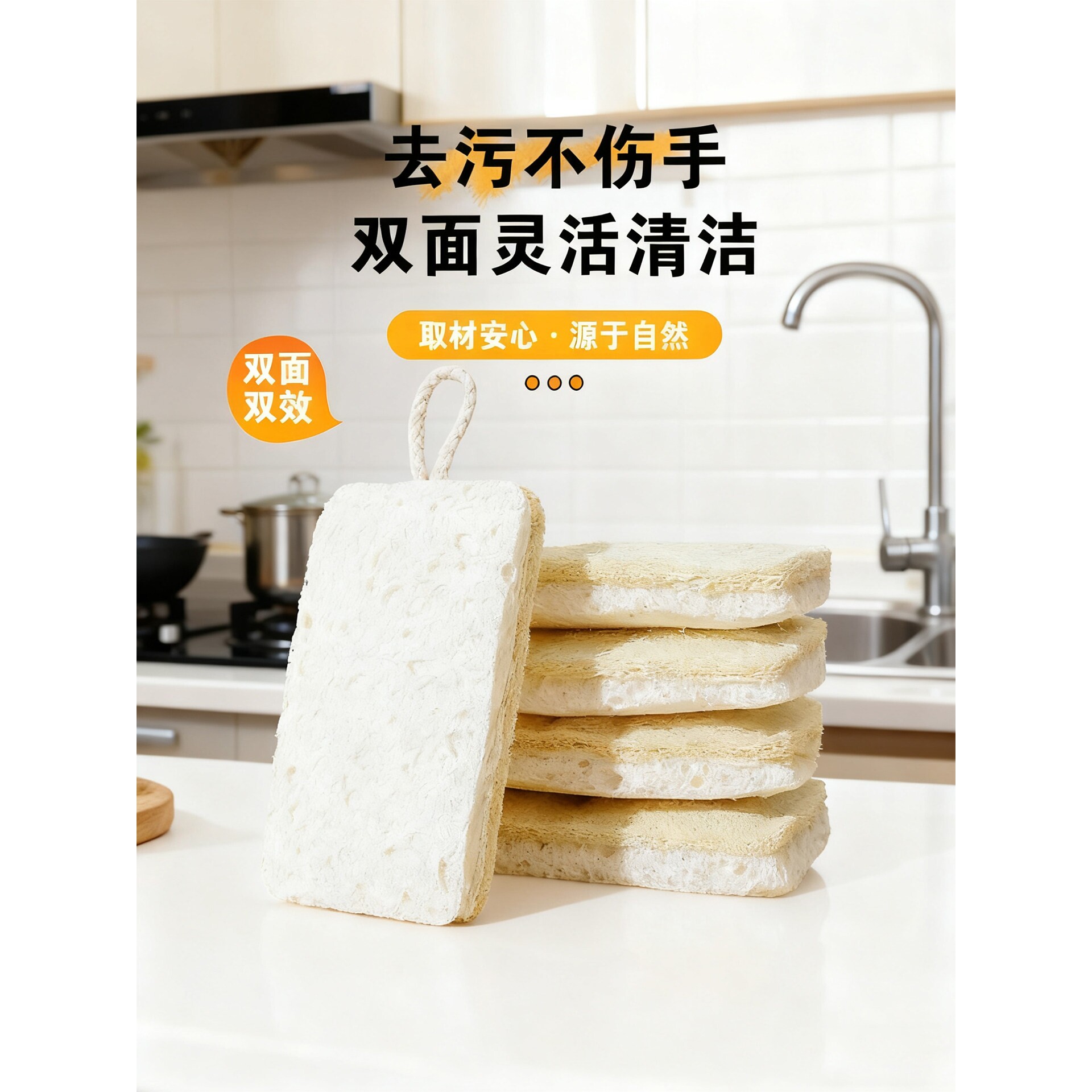 木浆棉丝瓜络洗碗布家用厨房专用抹布不沾油刷锅碗神器双面百洁布
