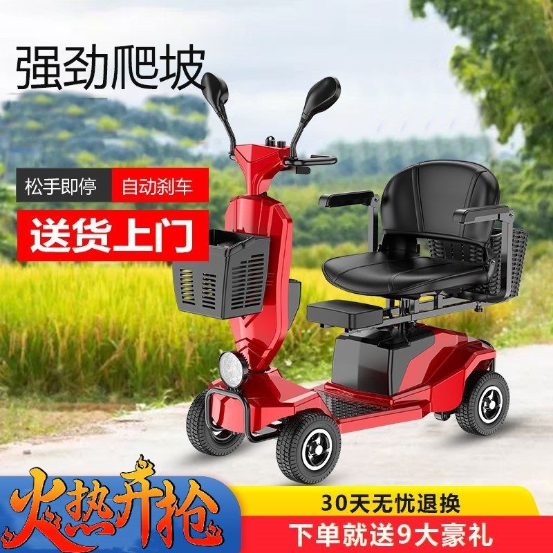 迷你电动四轮车家用小型四轮电动车女士两人座电瓶车老年人代步车