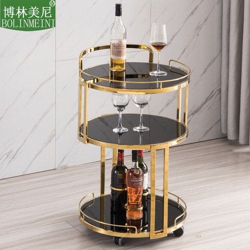 轻奢风圆形商用移动小吃茶酒餐车