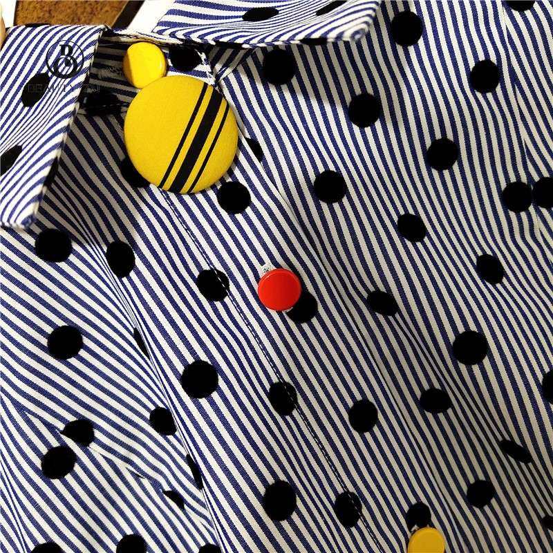 2020春甜美波点印花条纹荷叶边拼色翻领长袖A字娃娃衫衬衫上衣女|ruв категории Женская одежда, рубашка - от Buy2taobao.com для оказания профессиональной услуги покупки агента Taobao