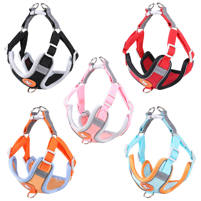 背心式狗狗牵引绳中小型犬泰迪比熊猫咪宠物胸背带小狗幼犬狗链子
