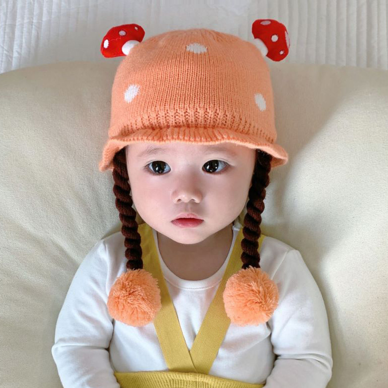 婴儿帽子秋冬可爱可爱婴幼儿毛线帽男女童冬季保暖宝宝护耳帽