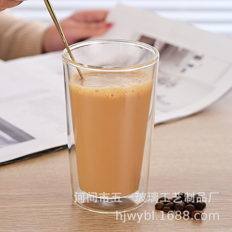 现货双层玻璃杯彩色透明