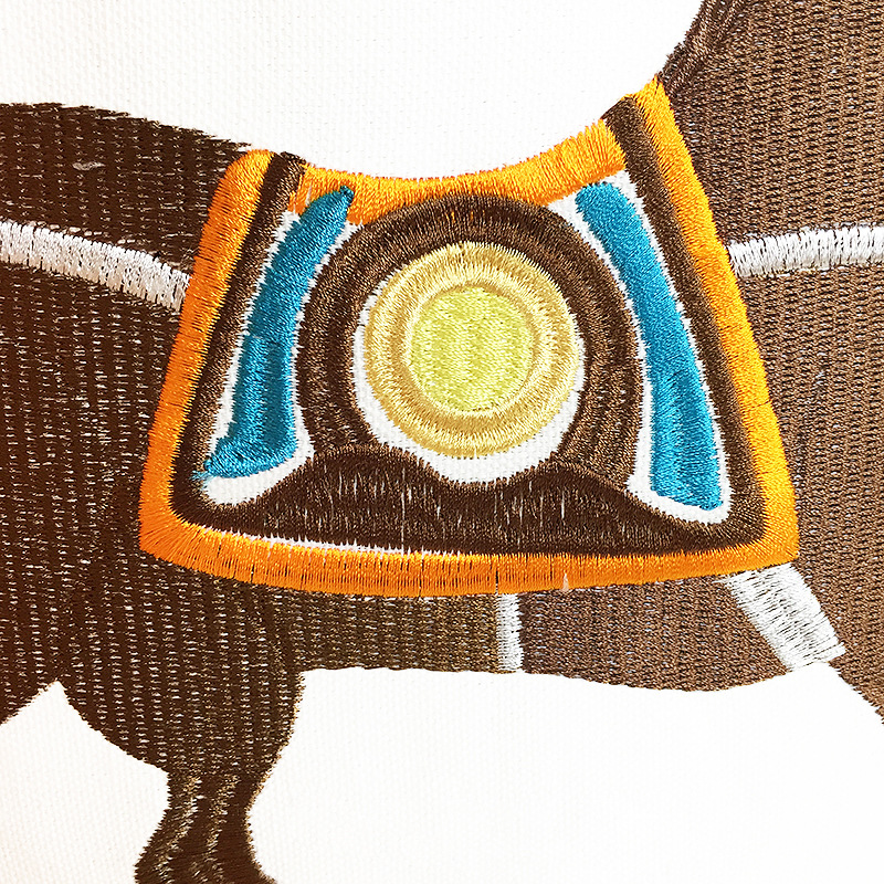 简约现代新中式沙发抱枕港式轻奢绣马橙色靠垫靠包骏马刺绣