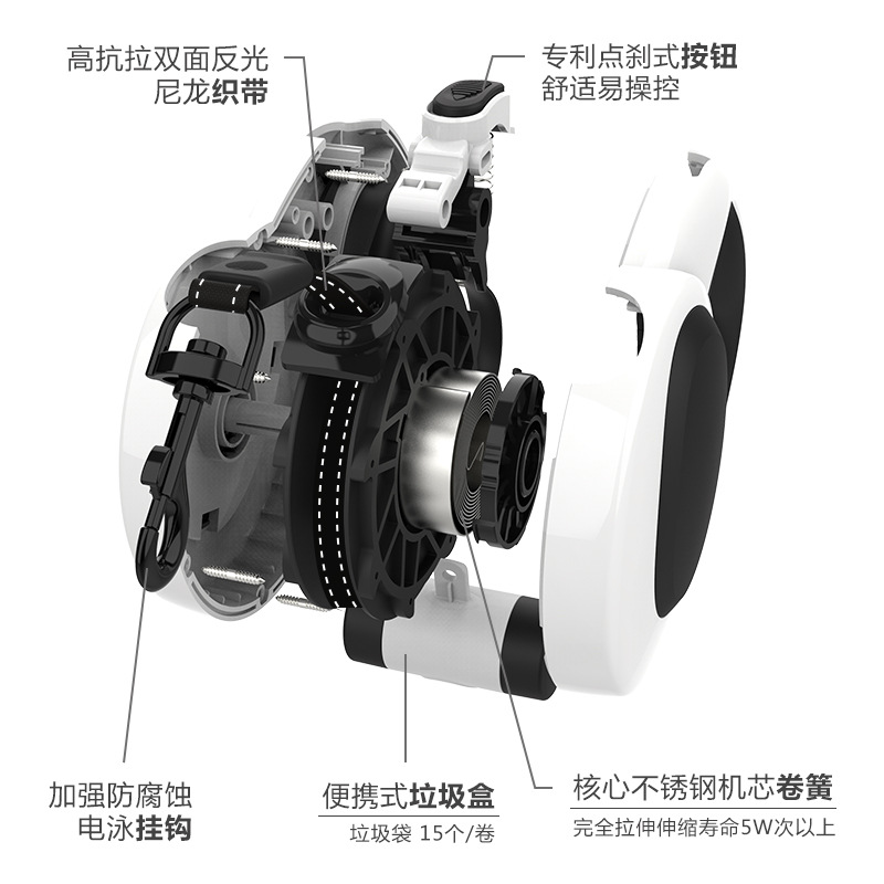 宠物自动伸缩牵引绳反光狗绳LED灯遛狗绳防爆冲狗狗牵引器狗绳子