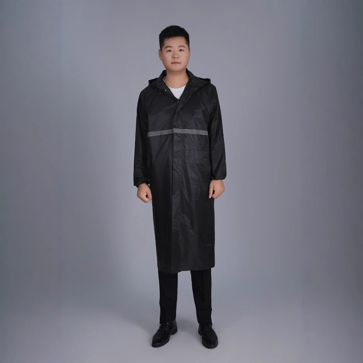 牛津布单层双口袋雨衣长