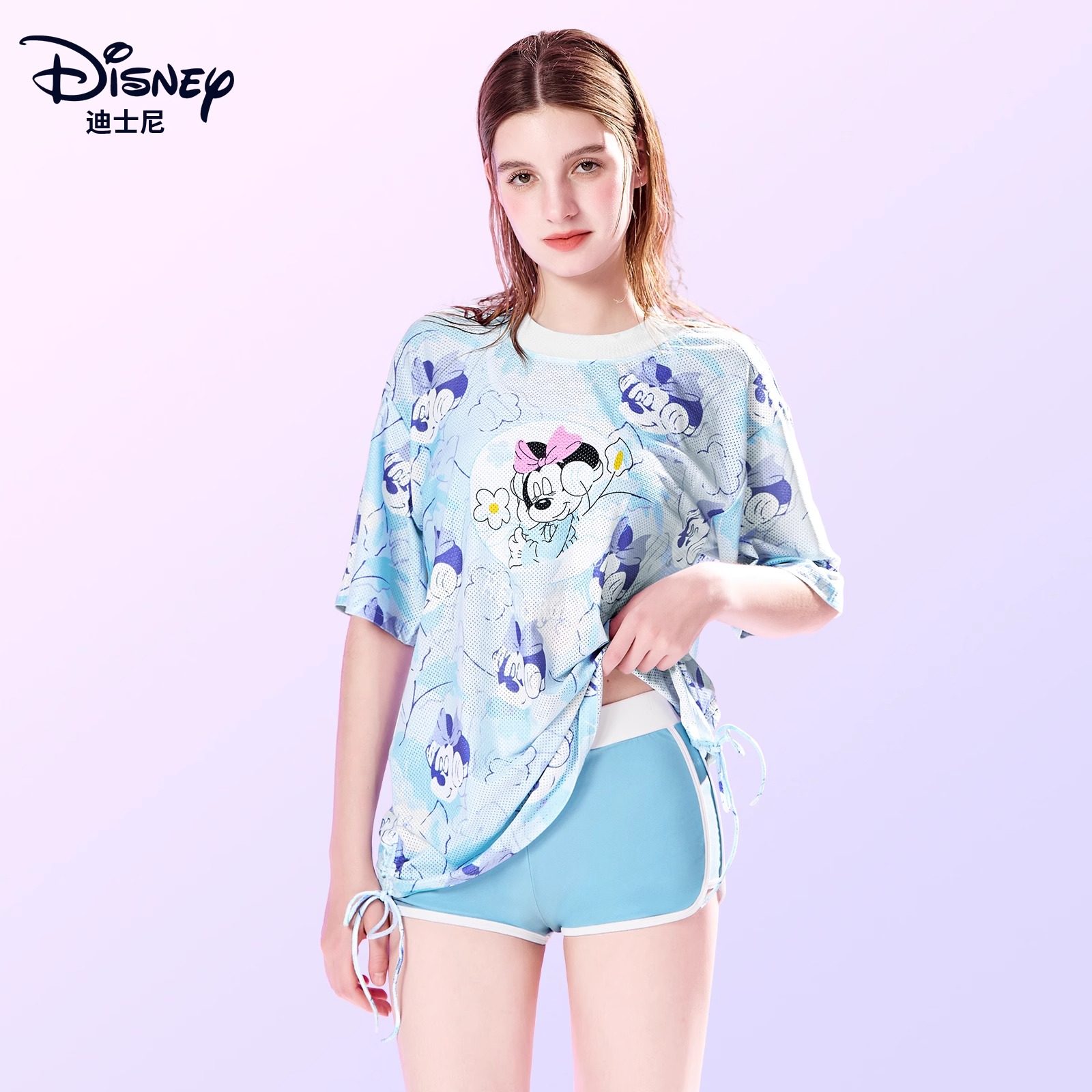 迪士尼分体泳衣女款2025新款罩衫三件套防晒海边度假泡温泉游泳衣