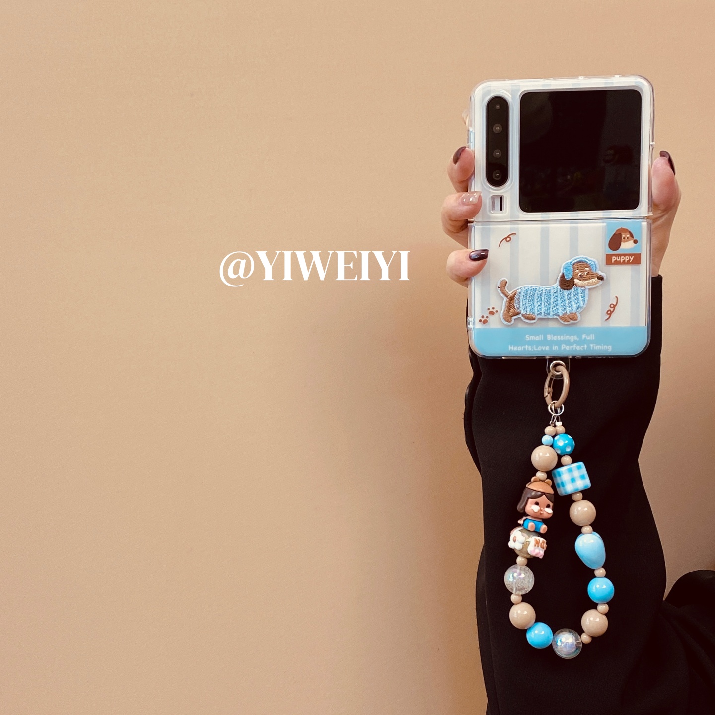 适用于华为折叠刺绣腊肠狗手机壳