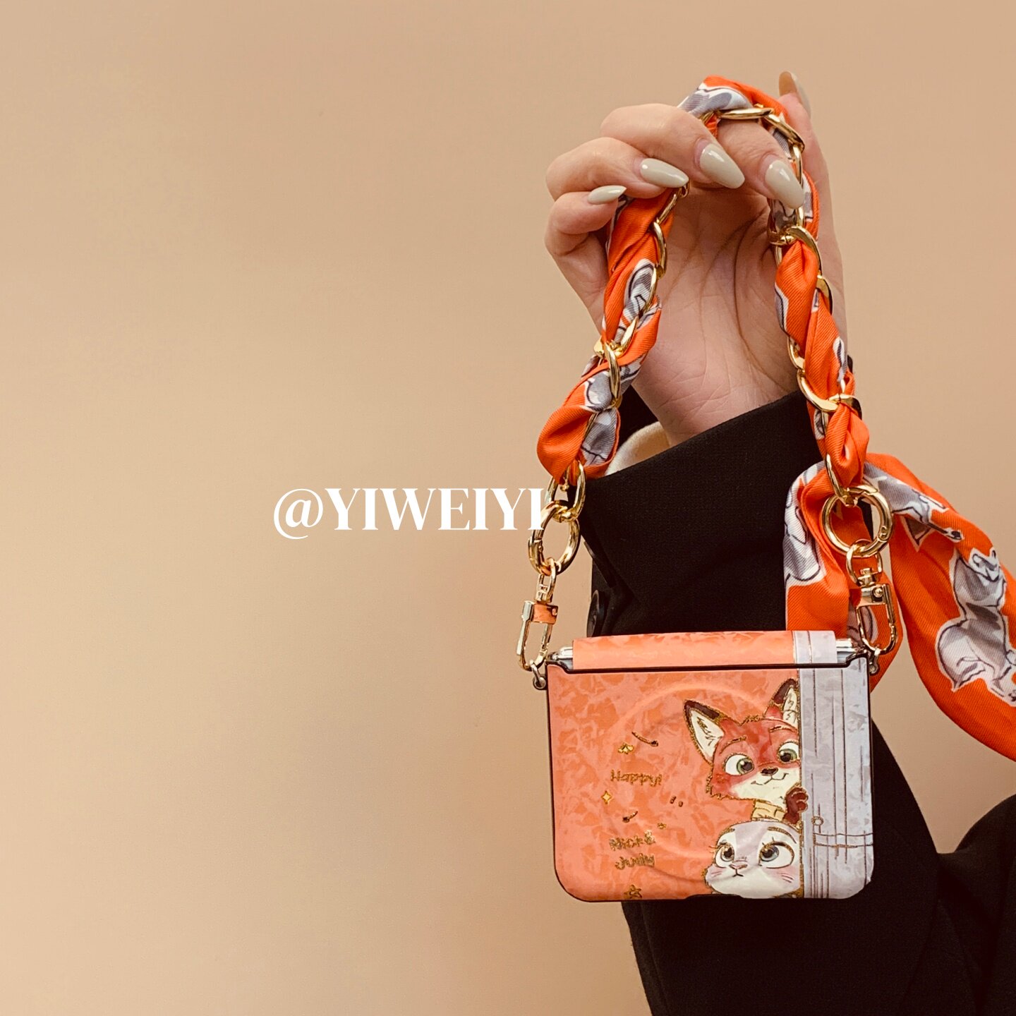 依维意 适用于华为PuraX折叠手机壳Pocket2磁吸橙皮纹兔