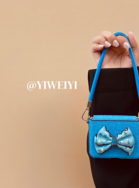 依维意 适用于荣耀MagicVFlip2手机壳蓝色蝴蝶结OPPOFindN3Flip折叠屏秋冬新款手提斜挎防摔牛仔布novaFlip