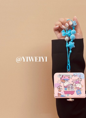 依维意 适用于小米MIXFlip2手机壳毛绒蝴蝶结手绳三星ZFlip7FE折叠屏粉蓝色旋转kt猫秋冬新款Razr60日韩系