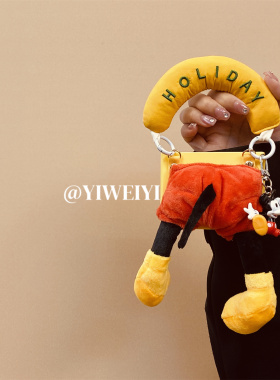 依维意 适用于小米MIXFlip2折叠手机壳华为Pocket2新款防摔斜挎vivoXFlip黄色充棉手提米奇屁屁玩偶Razr60