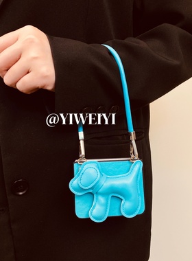 依维意 适用于小米MIXFlip2手机壳防摔浅蓝斜挎手提折叠屏OPPOFindN3Flip创意蓝色皮纹小狗三星ZFlip7FE卡通