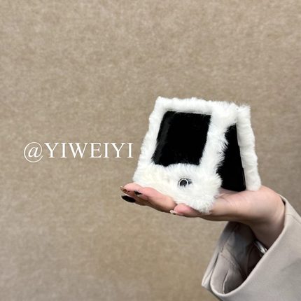 依维意  适用于三星GalaxyZFlip6手机壳白毛绒WOW摩托罗拉Razr50/40秋冬新款三星GalaxyZFlip5/4/3小众保护套