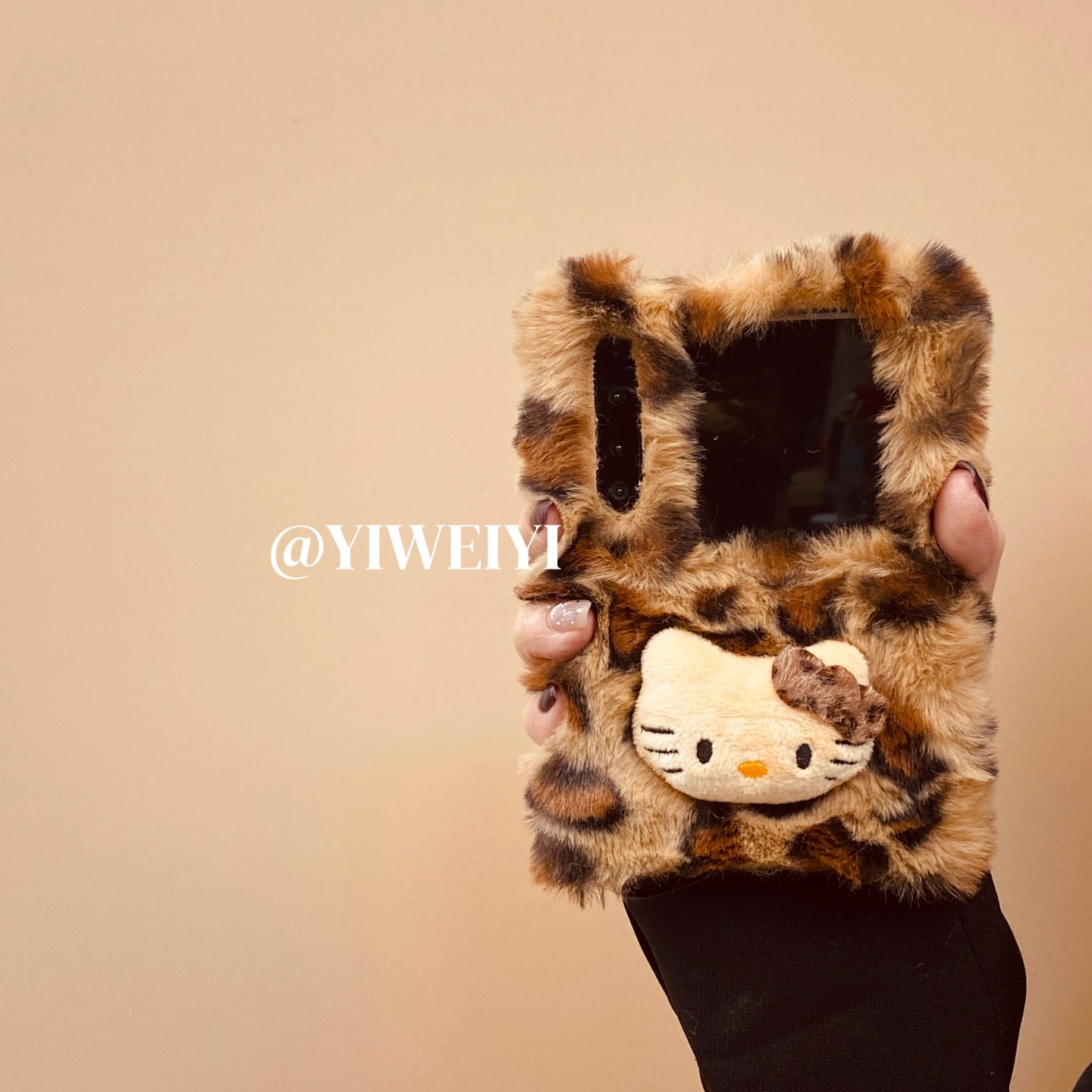 适用于华为手机壳折叠屏毛绒豹纹