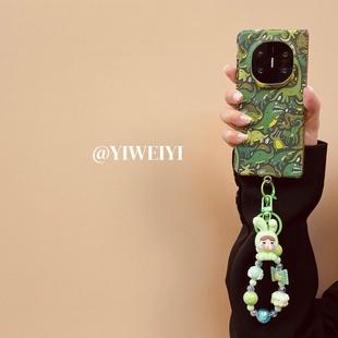 依维意 适用于华为MateX6手机壳X3绿色小恐龙折叠屏三星ZFlip7手提防摔vivoXFlip公仔Pocket2卡通肤感壳