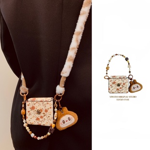 依维意 手提绳 适用于华为purax手机壳pocket2复古棕色玫瑰折叠屏vivoxflip公仔挂件毛绒斜挎ZFlip7FE秋冬新款