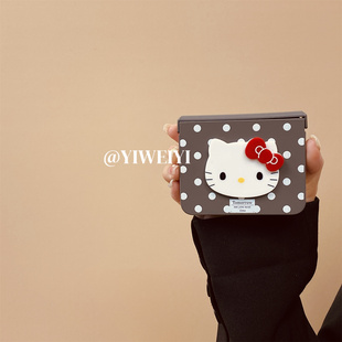 依维意 三星ZFlip7创意华为PuraX 适用于小米MIXFlip2折叠手机壳ins日韩Pocket2黑白波点novaFlip可爱kt猫新款
