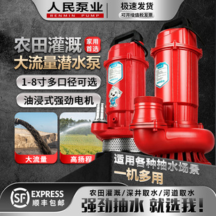 人民QDX家用小型潜水泵220v高扬程大流量农用灌溉鱼池抽水排污泵