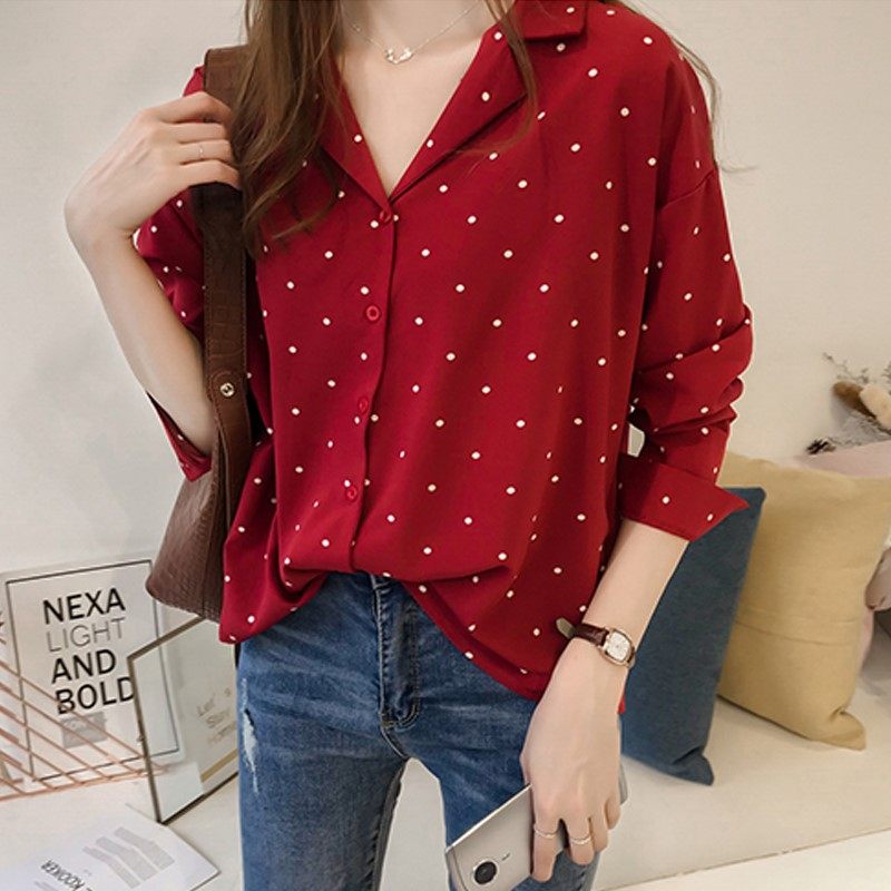2019 new pattern Spring Wave Chiffon shirt Sense of design A small minority Long sleeve jacket Western style clothesin the Women's clothing/Boutique , Shirt  category - from Buy2taobao.com to provide professional Taobao agent buy service