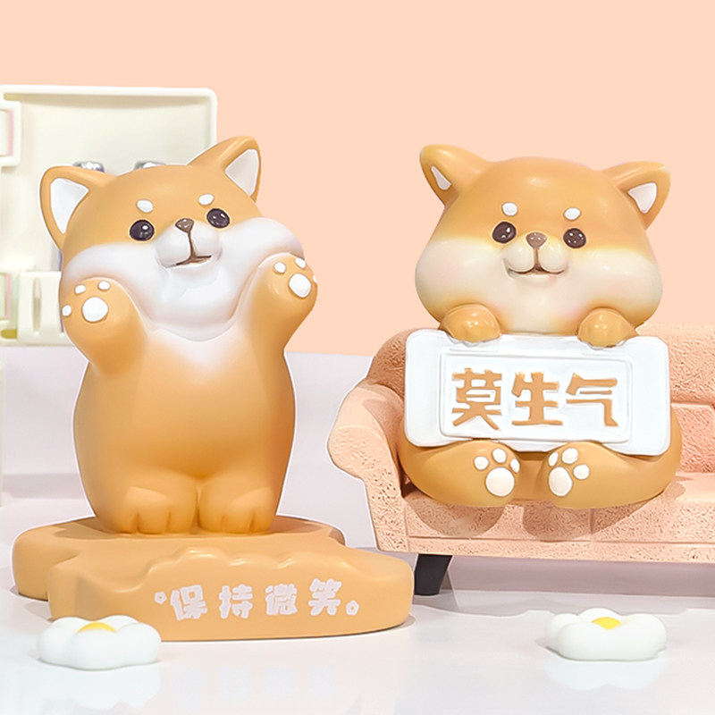 不要生气手机支架桌面小猪摆件办公室电脑工位解压装饰小离职礼物