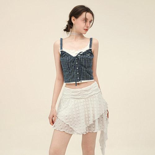 外穿吊带背心美式胸前系带