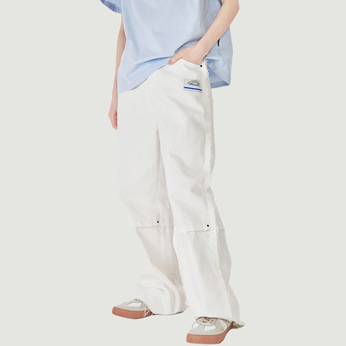 NNOVA白色水洗毛边牛仔裤