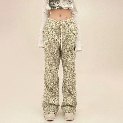 阔腿工装裤NNOVA绿色碎花