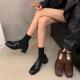 女皮鞋 一脚蹬鞋 风单鞋 春季 小粗跟方头乐福鞋 新款 黑色鞋 子0201k