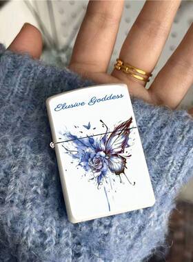 新款创意卡通玫瑰蝴蝶煤油打火机防风个性创意高档送男友老公生日