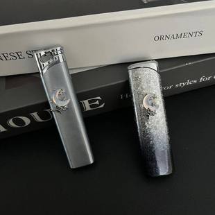 潮 送男友新款 高颜值新款 手作蝴蝶月牙打火机金属充气防风创意个性