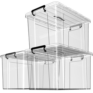 透明收纳箱搬家近直角衣服塑料收纳盒带盖超大储物日式整理箱