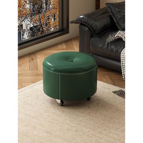 万向轮小凳子软包滑轮矮凳圆凳家用静音客厅茶几旋转可移动换鞋凳