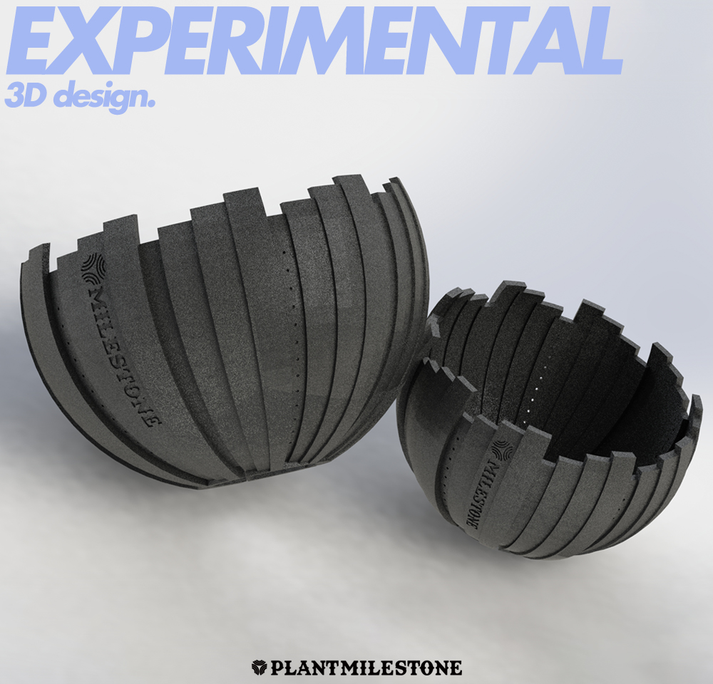 3D打印日式块根潮流盆栽透气