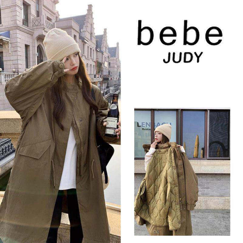 bebe judy~派克服羽绒服内胆可拆卸女冬季长款工装90白鸭绒新外套