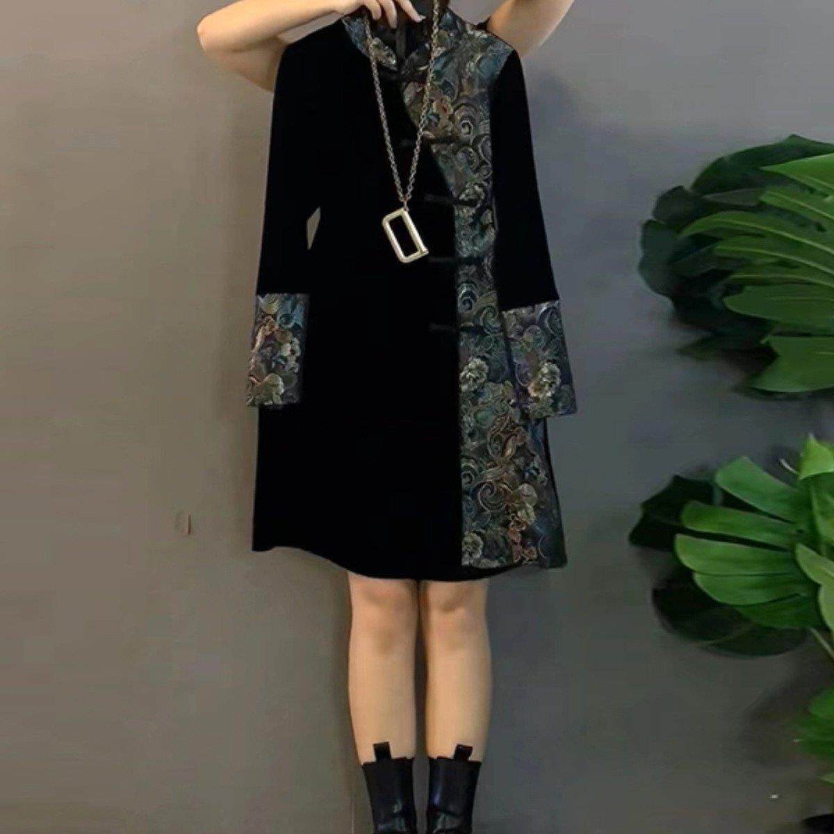 香港大码女装胖mm流行款新中式复古连衣裙国风气质盘扣设计打底裙,女装/女士精品,连衣裙,淘宝优惠券,粉丝福利购,淘宝优惠卷