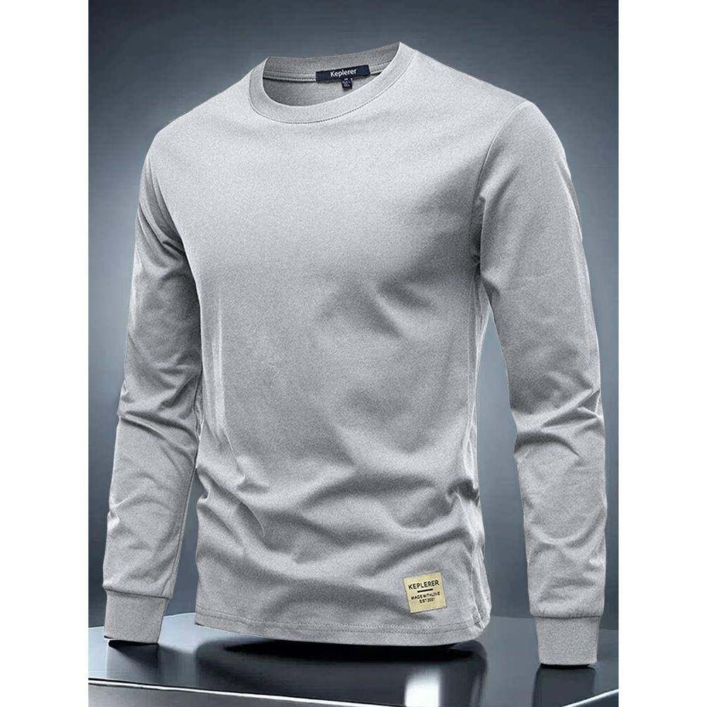 高端加厚纯棉长袖t恤男士2025新款春秋季圆领卫衣内搭打底衫男款