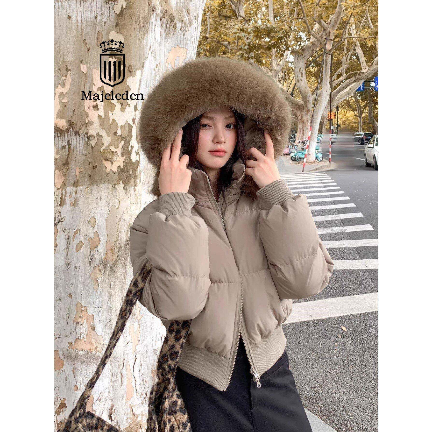 正品2025冬新款羽绒服女短款90白鸭绒大毛领面包服小个子宽松外套